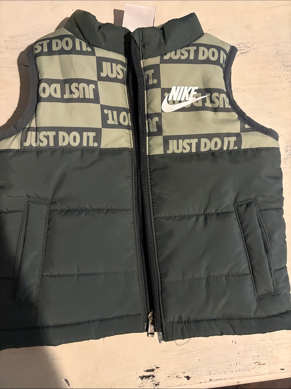 Bundle! 2 Pants & Nike Green Puffer Vest with 'Just Do It' Checker Print